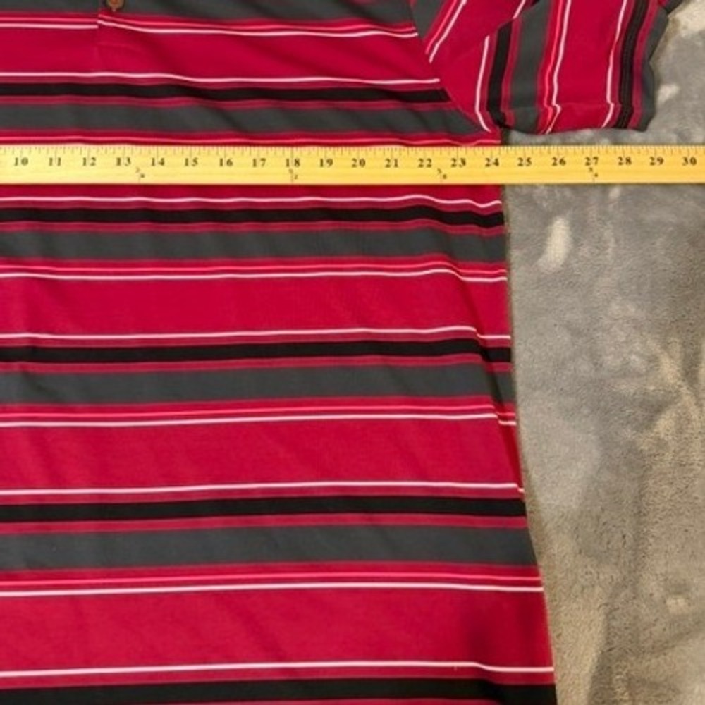 Nike Polo Dri-FIT Red‎ Grey Black Striped Short Sleeve Polo Shirt Mens XL EUC - Picture 5 of 7